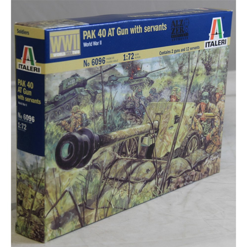 GERMAN PAK 40 GUN WITH SERVANT KIT 1:72 Italeri Kit Figure Militari Modellino