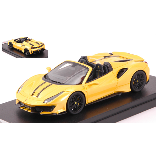 FERRARI 488 PISTA SPIDER 2018 GIALLO TRISTRATO WITH BLACK STRIPES 1:43 Looksmart Auto Stradali Modellino