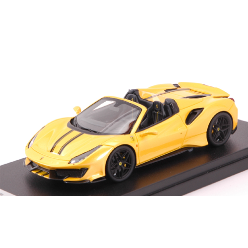 FERRARI 488 PISTA SPIDER 2018 GIALLO TRISTRATO WITH BLACK STRIPES 1:43 Looksmart Auto Stradali Modellino