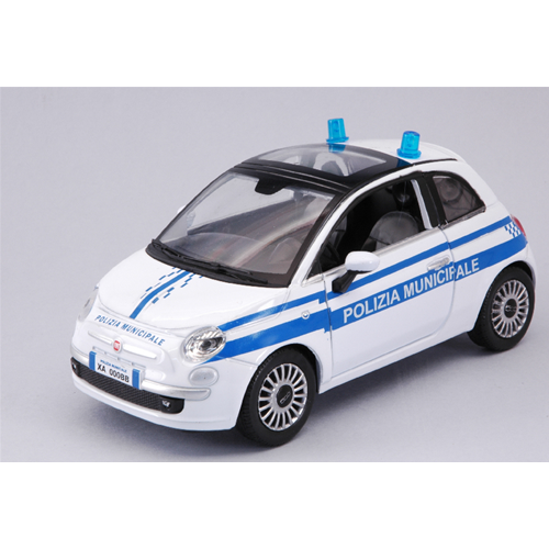 FIAT NUOVA 500 2007 POLIZIA MUNICIPALE 1:24 New Ray Forze dell'Ordine Modellino