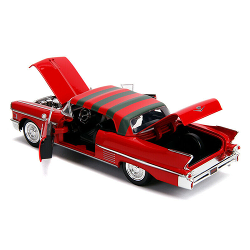 CADILLAC SERIES 62 A NIGHTMARE W/FREDDY KRUEGER FIGURE 1:24 Jada Toys Movie Modellino
