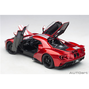 FORD GT 2017 LIQUID RED & SILVER STRIPES 1:18 AutoArt Auto Stradali Modellino