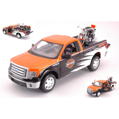 FORD F-150 PICK UP STX HARLEY DAVIDSON + 1958 FLH DUO GLIDE 1:24 Maisto Tuning Modellino