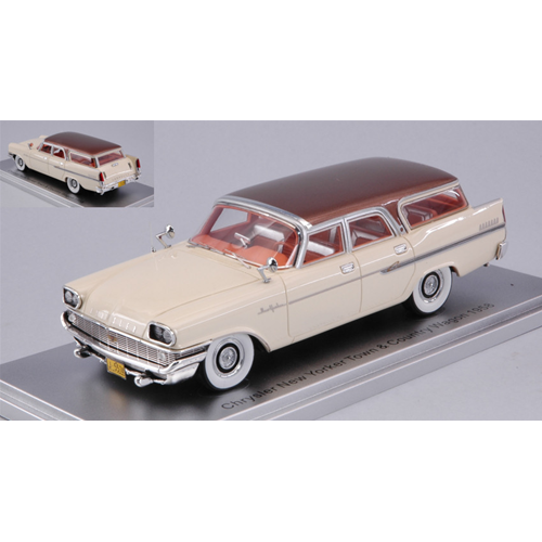 CHRYSLER NEW YORKER TOWN & COUNTRY WAGON 1958 WHITE/BROWN 1:43 Kess Model Auto Stradali Modellino
