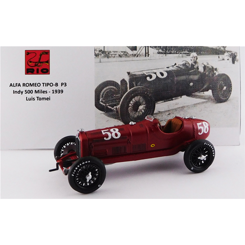 ALFA ROMEO P3 N.58 INDY 500 MILES 1939 LUIS TOMEI 1:43 Rio Auto Competizione Die Cast Modellino