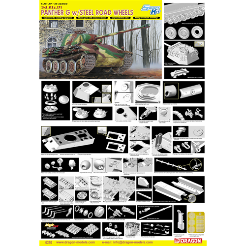 PANTHER G WITH STEEL ROAD WHEEL KIT 1:35 Dragon Kit Mezzi Militari Modellino