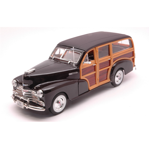CHEVROLET FLEETMASTER 1948 DARK BROWN/WOOD 1:24 Welly Auto Stradali Modellino