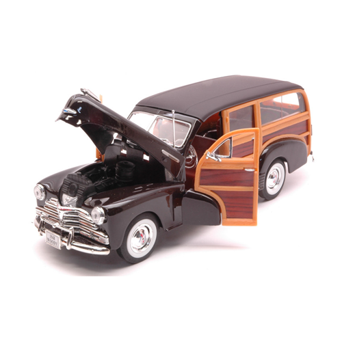 CHEVROLET FLEETMASTER 1948 DARK BROWN/WOOD 1:24 Welly Auto Stradali Modellino