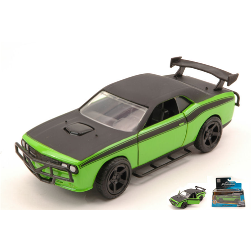 DODGE LETTY'S CHALLENGER SRT8 OFF ROAD 2008 FAST & FURIOUS VII GREEN/BLACK 1:32 Jada Toys Movie Modellino