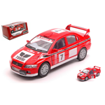 MITSUBISHI LANCER EVO VII WRC N.7 RED/WHITE cm 12 Kinsmart Modellismo Giocattolo Die Cast Modellino