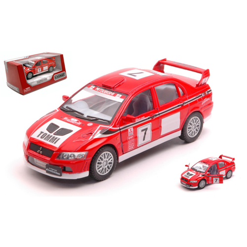MITSUBISHI LANCER EVO VII WRC N.7 RED/WHITE cm 12 Kinsmart Modellismo Giocattolo Modellino