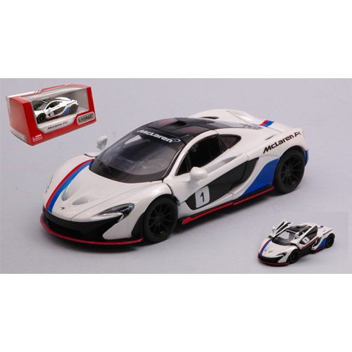 MC LAREN P1 WITH STRIPES WHITE/BLUE cm 12 Kinsmart Modellismo Giocattolo Modellino