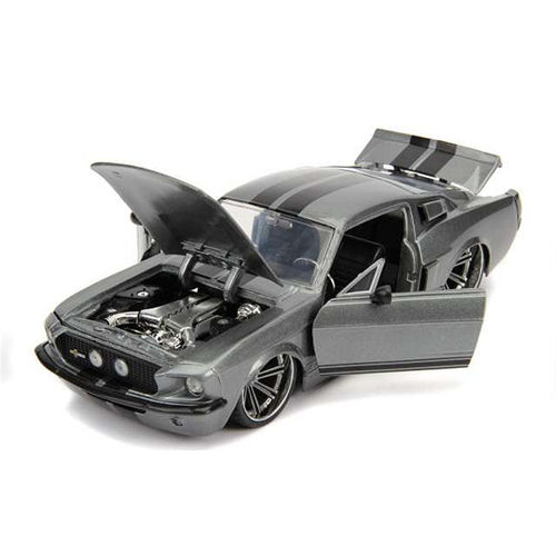 FORD USA MUSTANG SHELBY GT-500 1967 GREY WITH BLACK STRIPES 1:24 Jada Toys Tuning Modellino