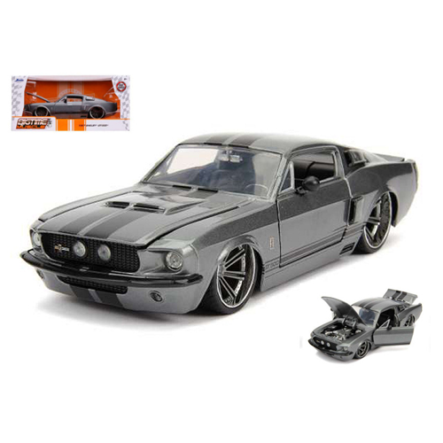 FORD USA MUSTANG SHELBY GT-500 1967 GREY WITH BLACK STRIPES 1:24 Jada Toys Tuning Modellino