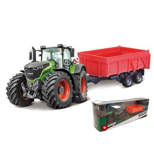 FENDT 1050 VARIO TRACTOR + TRAILER SPANDILETAME cm 22 Burago Mezzi Agricoli e Accessori Modellino