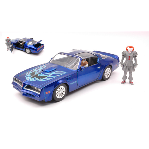 PONTIAC FIREBIRD 1977 WHIT IT PENNYWISE & HENRY BOWER'S FIGURES 1:24 Jada Toys Movie Modellino
