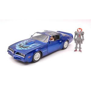 PONTIAC FIREBIRD 1977 WHIT IT PENNYWISE & HENRY BOWER'S FIGURES 1:24 Jada Toys Movie Modellino