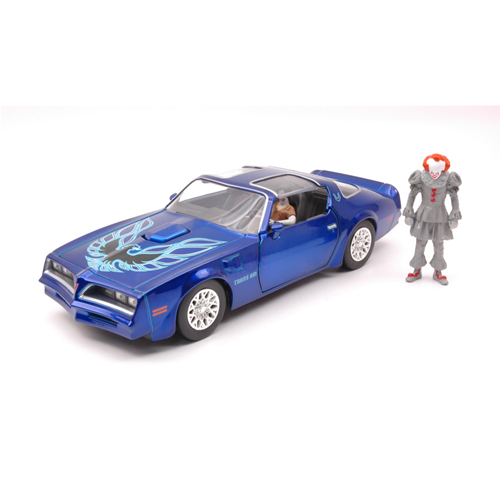 PONTIAC FIREBIRD 1977 WHIT IT PENNYWISE & HENRY BOWER'S FIGURES 1:24 Jada Toys Movie Modellino