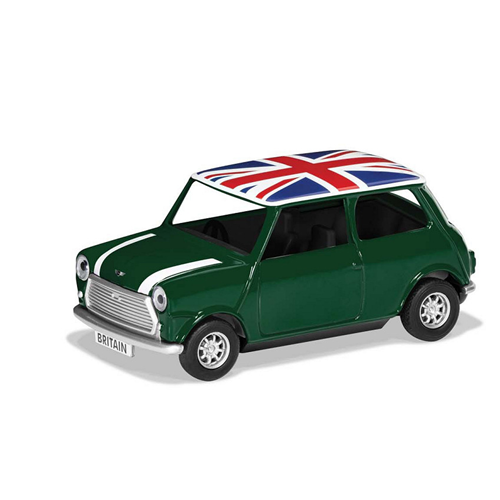 MINI COOPER 1300 1970 BEST OF BRITISH GREEN WHITE UK FLAG 1:36 Corgi Auto Stradali Modellino