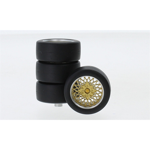 SET 4 GOMME CON CERCHI BBS TUNING GOLD 1:18 Neo Scale Models Art.Vari Modellino