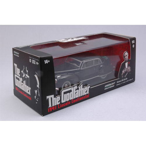 LINCOLN CONTINENTAL "THE GODFATHER 1972" BLACK GREEN WHEELS 1:43 Greenlight Movie Modellino