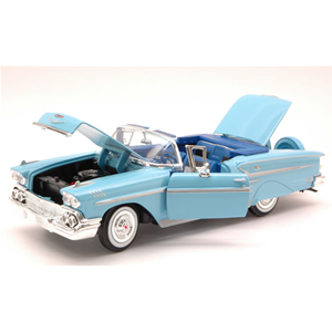 CHEVROLET IMPALA 1958 LIGHT BLUE 1:24 MotorMax Auto Stradali Modellino