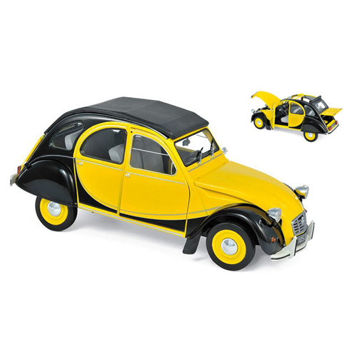CITROEN 2CV CHARLESTON 1982 HELIOS YELLOW & BLACK 1:18 Norev Auto Stradali Modellino
