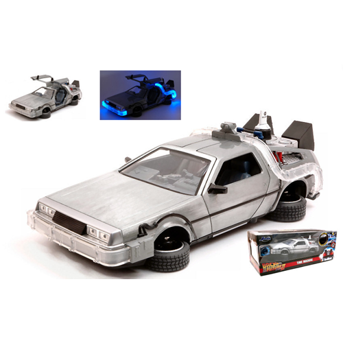 DE LOREAN BACK TO THE FUTURE II FLYING VERSION & LIGHTS 1:24 Jada Toys Movie Modellino