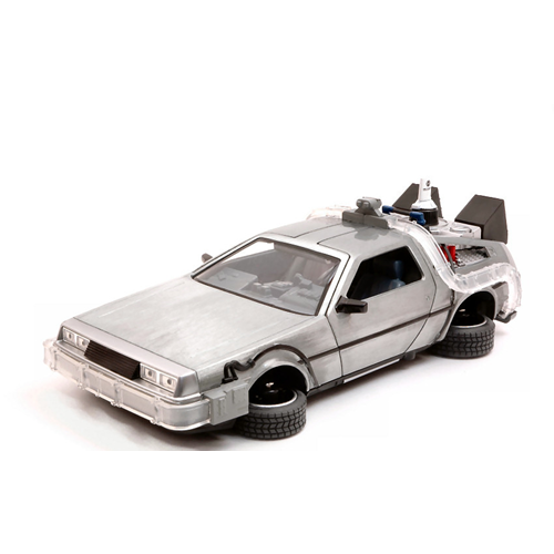 DE LOREAN BACK TO THE FUTURE II FLYING VERSION & LIGHTS 1:24 Jada Toys Movie Modellino
