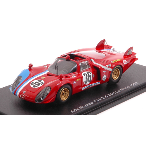 ALFA ROMEO T33/2 N.36 LE MANS 1969 T.PILETTE-R.SLOTEMAKER 1:43 Spark Model Auto Competizione Modellino
