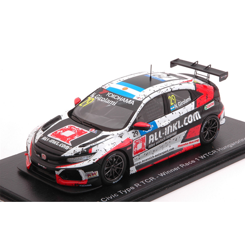 HONDA CIVIC N.29 WINNER RACE 1 WTCR HUNGARORING 2019 N.GIROLAMI 1:43 Spark Model Auto Competizione Modellino