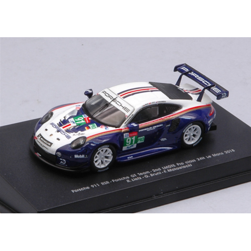 PORSCHE 911 RSR N.91 2nd LE MANS 2018 R.LIETZ-G.BRUNI-F.MACOWIECKI 1:87 Spark Model Auto Competizione Modellino