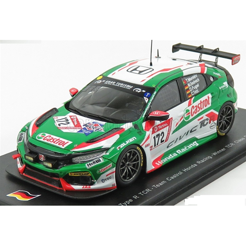 HONDA CIVIC N.172 WINNER TCR CLASS 24 H NURBURGRING 2019 FUGEL-TOTZ-OESTREICH 1:43 Spark Model Auto Competizione Modellino