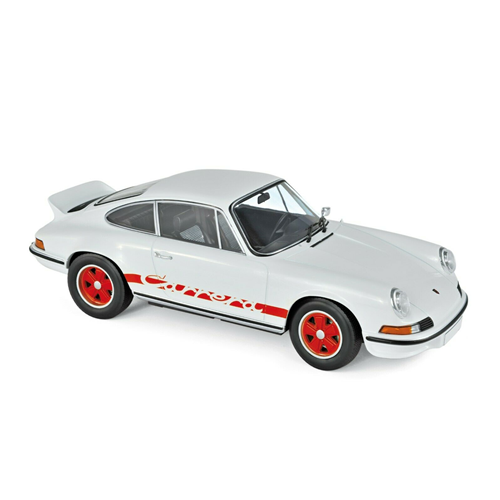 PORSCHE 911 RS 1973 WHITE WITH RED DECO 1:18 Norev Auto Stradali Modellino
