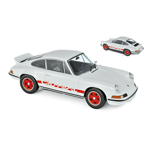 PORSCHE 911 RS 1973 WHITE WITH RED DECO 1:18 Norev Auto Stradali Modellino