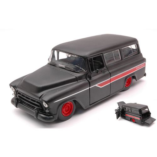CHEVY SUBURBAN 1957 MATT BLACK 1:24 Jada Toys Tuning Modellino