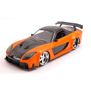 HAN'S MAZA RX-7 1993 ORANGE/BLACK FAST & FURIOUS III TOKYO DRIFT (2006) 1:24 Jada Toys Movie Modellino