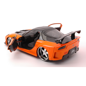 HAN'S MAZA RX-7 1993 ORANGE/BLACK FAST & FURIOUS III TOKYO DRIFT (2006) 1:24 Jada Toys Movie Modellino