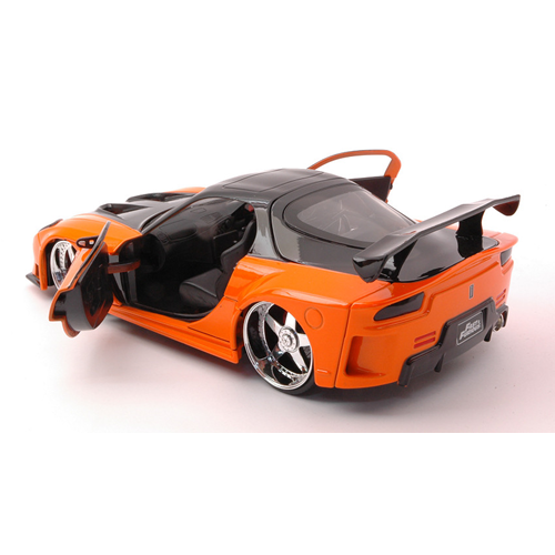 HAN'S MAZA RX-7 1993 ORANGE/BLACK FAST & FURIOUS III TOKYO DRIFT (2006) 1:24 Jada Toys Movie Modellino