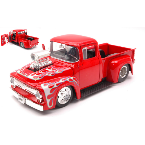 FORD F-100 PICK UP 1956 RED WITH FLAMES 1:24 Jada Toys Tuning Modellino
