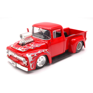 FORD F-100 PICK UP 1956 RED WITH FLAMES 1:24 Jada Toys Tuning Modellino