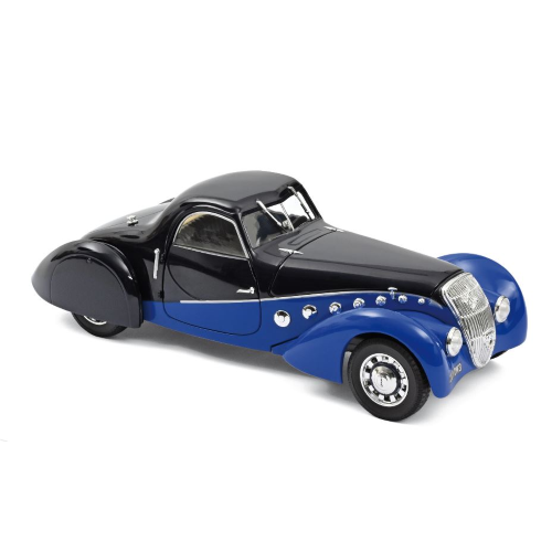 PEUGEOT 302 DARL MAT COUPE 1937 DARK & CLEAR BLUE 1:18 Norev Auto d'Epoca Modellino