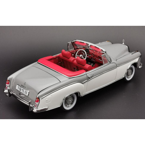 MERCEDES 220 SE CONVERTIBLE (W180 II) 1958 GREY WITH CANOPY OPEN 1:18 SunStar Auto Stradali Modellino