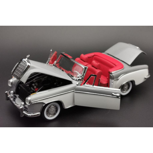 MERCEDES 220 SE CONVERTIBLE (W180 II) 1958 GREY WITH CANOPY OPEN 1:18 SunStar Auto Stradali Modellino