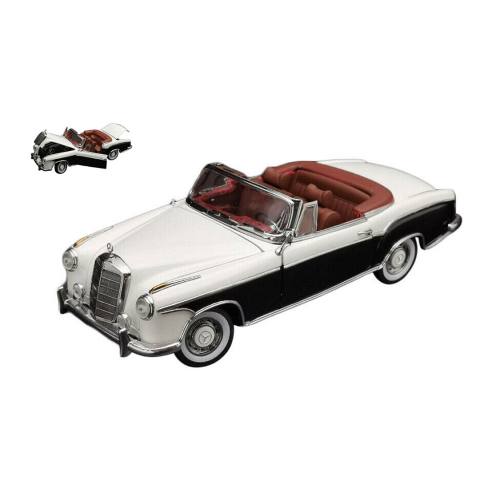 MERCEDES 220 SE CONVERTIBLE (W180 II) 1958 WHITE/BLACK WITH CANOPY OPEN 1:18 SunStar Auto Stradali Modellino