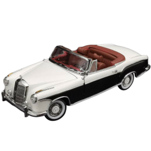 MERCEDES 220 SE CONVERTIBLE (W180 II) 1958 WHITE/BLACK WITH CANOPY OPEN 1:18 SunStar Auto Stradali Modellino