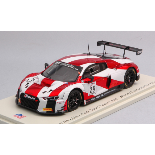 AUDI R8 LMS N.29 WINNER 8 H CALIFORNIA 2018 MIES-HAASE-VAN DER LINDE 1:43 Spark Model Auto Competizione Modellino