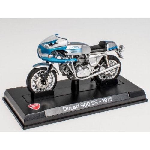 DUCATI 900 SS 1975 SILBER/BLUE 1:24 Editoria Moto Modellino
