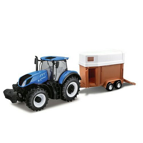 NEW HOLLAND T7.315 TRACTOR + TRAILER 1:32 Burago Mezzi Agricoli e Accessori Modellino