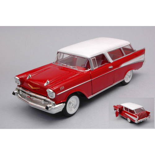 CHEVROLET NOMAD 1957 RED 1:24 Lucky Die Cast Auto Stradali Modellino